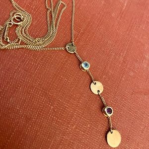 Sexy Solid 10k gold drop necklace topaz amethyst